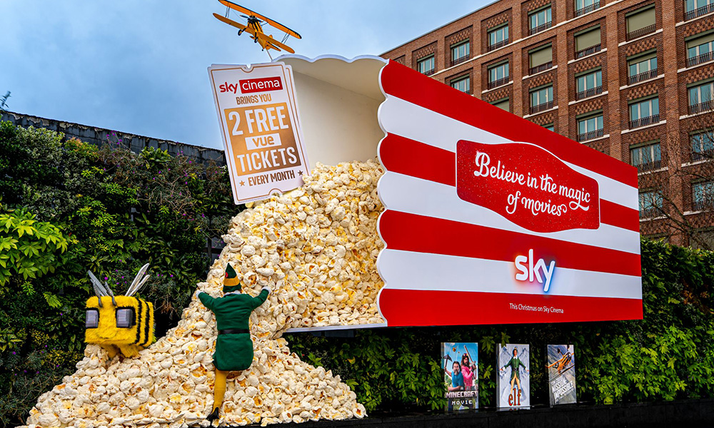 Sky Cinema scales up Christmas with massive 3D popcorn installation