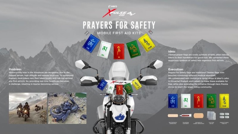 Hero MotoCorp prayer flags first-aid campaign transforms spiritual symbols into lifesaving kits for Himalayan riders.